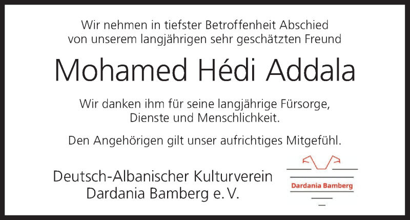  Traueranzeige für Mohamed Hédi Addala vom 16.06.2020 aus MGO