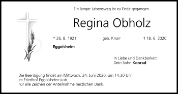 Anzeige von Regina Obholz von MGO