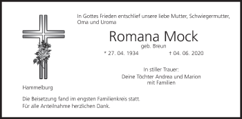 Anzeige von Romana Mock von MGO
