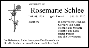 Anzeige von Rosemarie Schlee von MGO