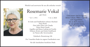 Anzeige von Rosemarie Vokal von MGO