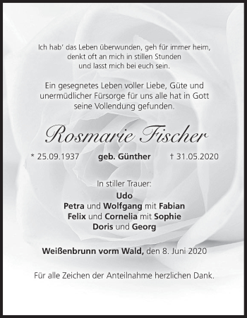 Anzeige von Rosmarie Fischer von MGO