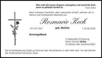 Anzeige von Rosmarie Keck von MGO