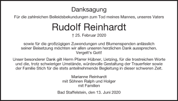 Anzeige von Rudolf Reinhardt von MGO