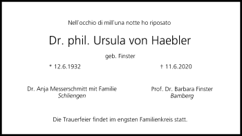 Anzeige von Ursula von Haebler von MGO