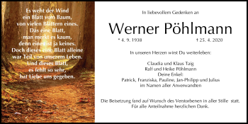 Anzeige von Werner Pöhlmann von MGO