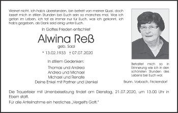 Anzeige von Alwina Reß von MGO