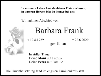 Anzeige von Barbara Frank von MGO