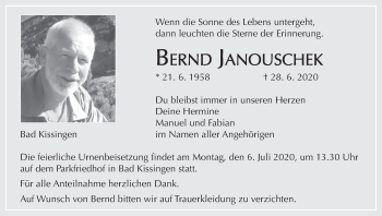 Anzeige von Bernd Janouschek von MGO