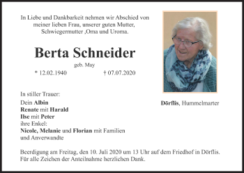 Anzeige von Berta Schneider von MGO