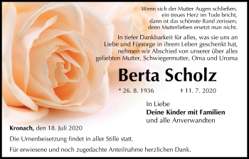 Anzeige von Berta Scholz von MGO