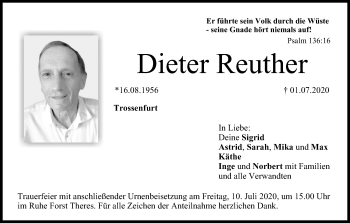 Anzeige von Dieter Reuther von MGO