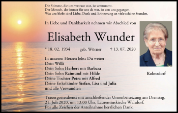 Anzeige von Elisabeth Wunder von MGO