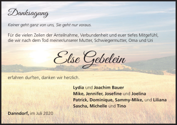 Anzeige von Else Gebelein von MGO