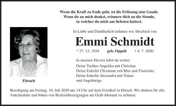 Anzeige von Emmi Schmidt von MGO