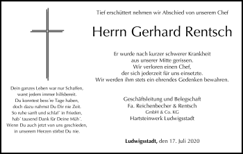 Anzeige von Gerhard Rentsch von MGO