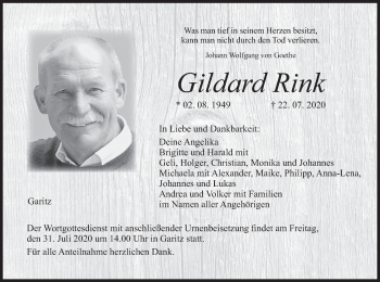 Anzeige von Gildard Rink von MGO