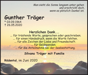 Anzeige von Gunther Träger von MGO