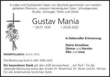 Anzeige von Gustav Mania von MGO