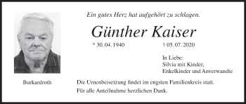 Anzeige von Günther Kaiser von MGO