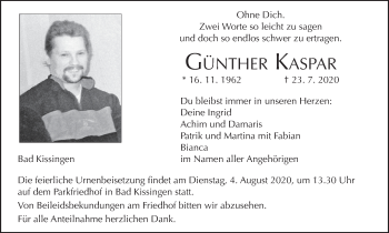 Anzeige von Günther Kaspar von MGO