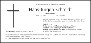 Anzeige von Hans-Jürgen Schmidt von MGO