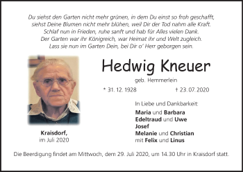 Anzeige von Hedwig Kneuer von MGO