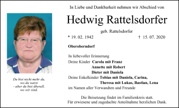Anzeige von Hedwig Rattelsdorfer von MGO