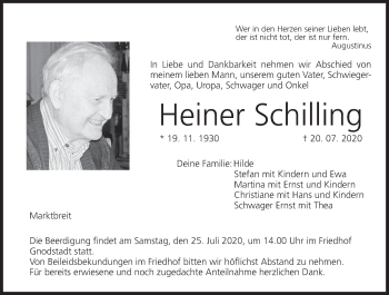 Anzeige von Heiner Schilling von MGO