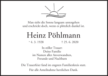 Anzeige von Heinz Pöhlmann von MGO