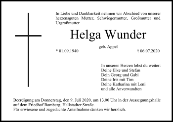 Anzeige von Helga Wunder von MGO