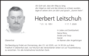 Anzeige von Herbert Leitschuh von MGO