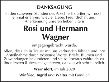 Anzeige von Hermann Wagner von MGO