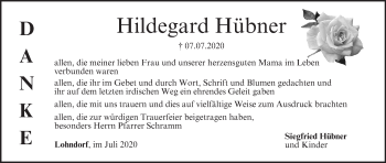 Anzeige von Hildegard Hübner von MGO