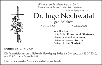 Anzeige von Inge Nechwatal von MGO