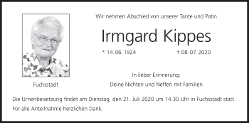 Anzeige von Irmgard Kippes von MGO