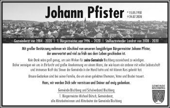 Anzeige von Johann Pfister von MGO