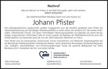 Anzeige von Johann Pfister von MGO