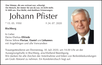 Anzeige von Johann Pfister von MGO
