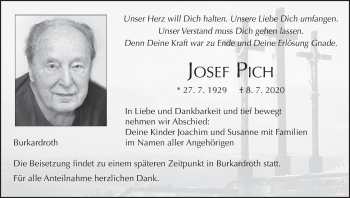 Anzeige von Josef Pich von MGO