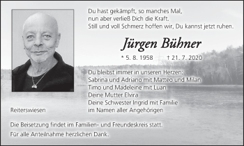 Anzeige von Jürgen Bühner von MGO