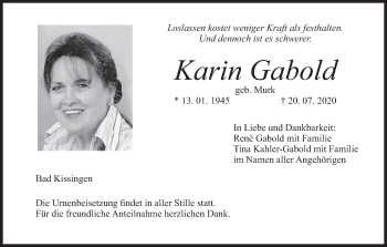 Anzeige von Karin Gabold von MGO