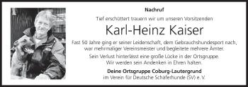 Anzeige von Karl-Heinz Kaiser von MGO