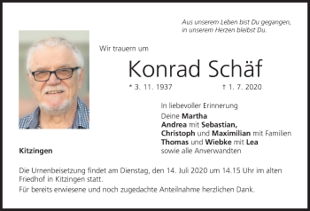 Anzeige von Konrad Schäf von MGO