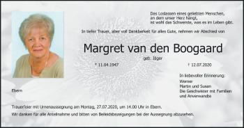 Anzeige von Margret van den Boogaard von MGO