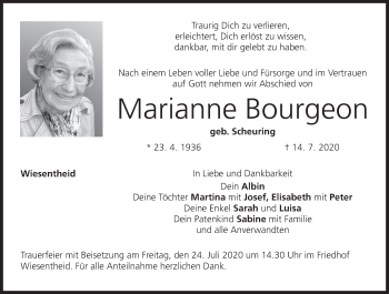 Anzeige von Marianne Bourgeon von MGO