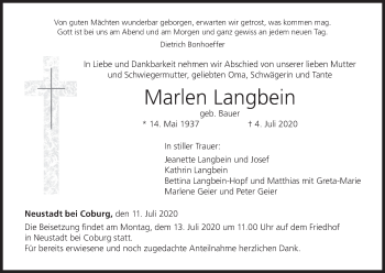 Anzeige von Marlen Langbein von MGO