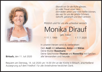 Anzeige von Monika Dirauf von MGO