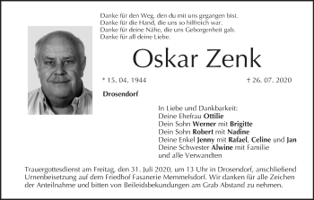 Anzeige von Oskar Zenk von MGO