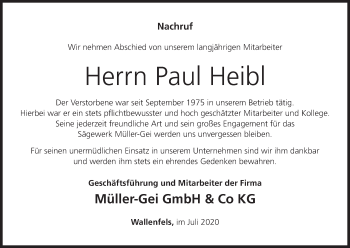 Anzeige von Paul Heibl von MGO